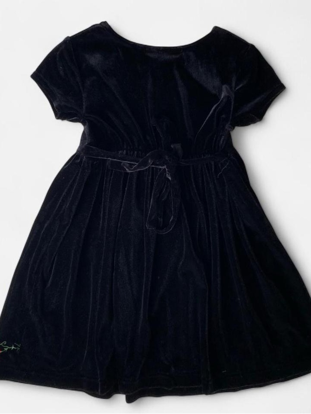 Girls vintage Y2K black velvet floral dress - Picture 2 of 6